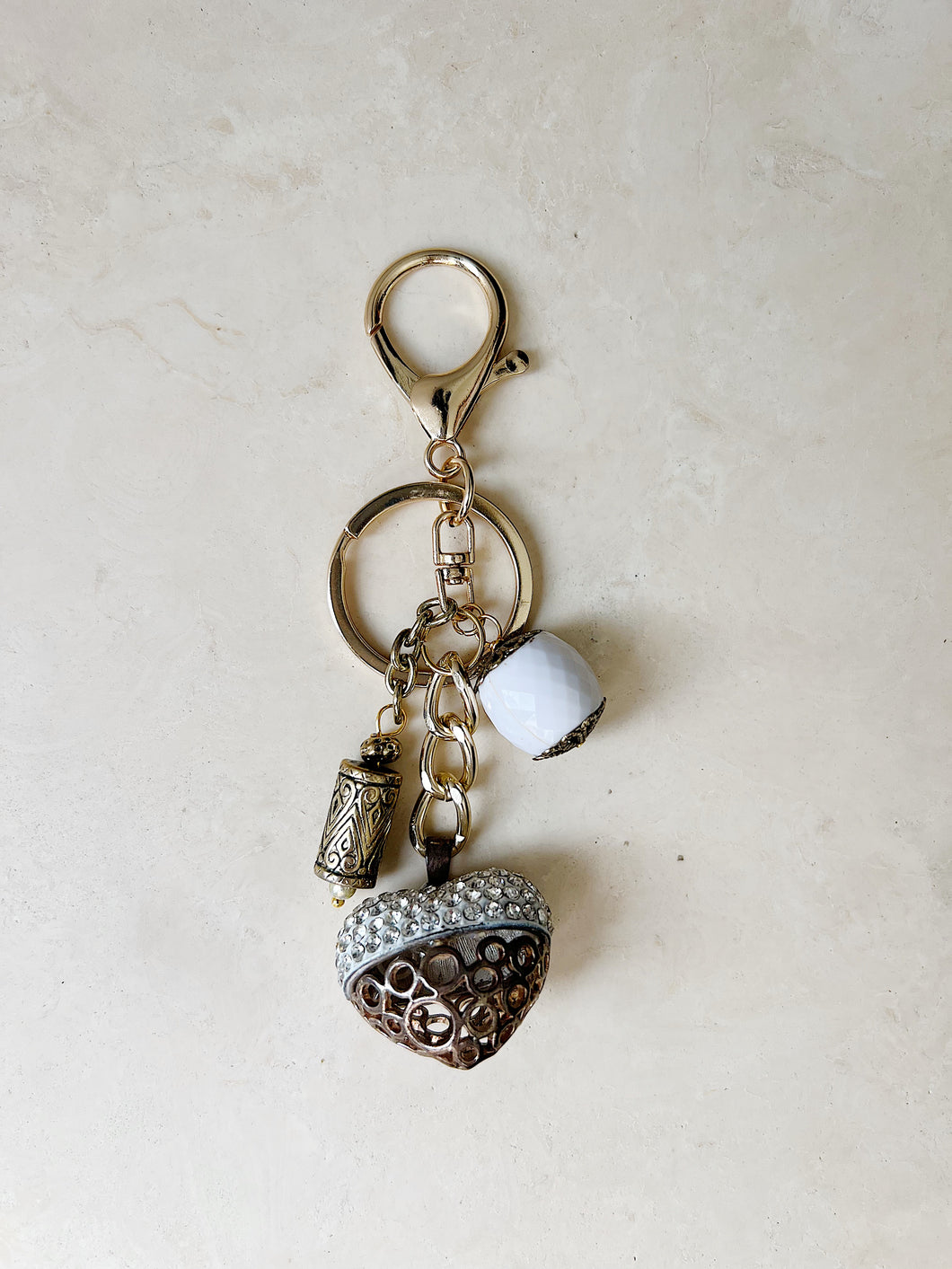 Gold Keychains | Diamond Heart