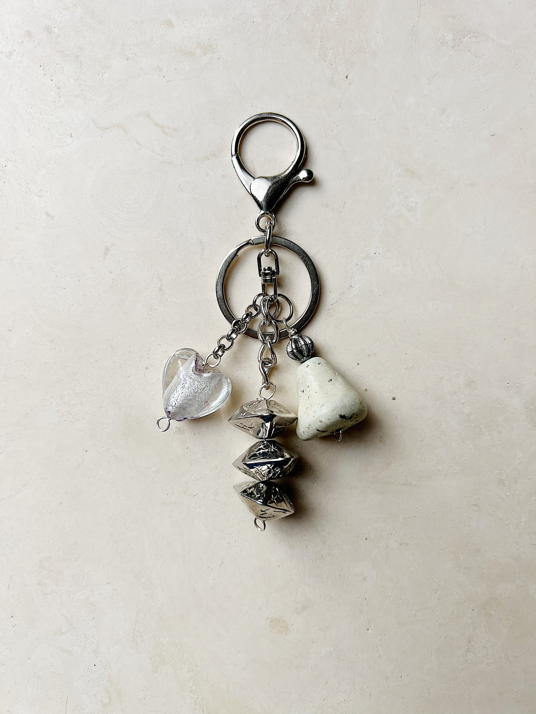 Silver Keychains | Glass Heart