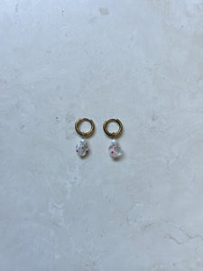 Earrings | Gold Heart Clear Millefori