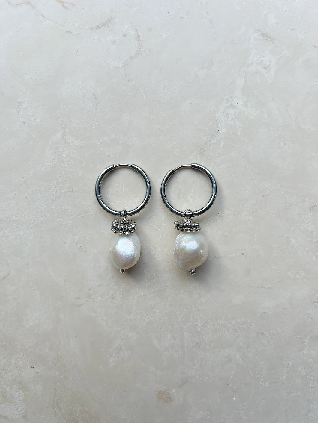 Earrings | Large Silver Pearl