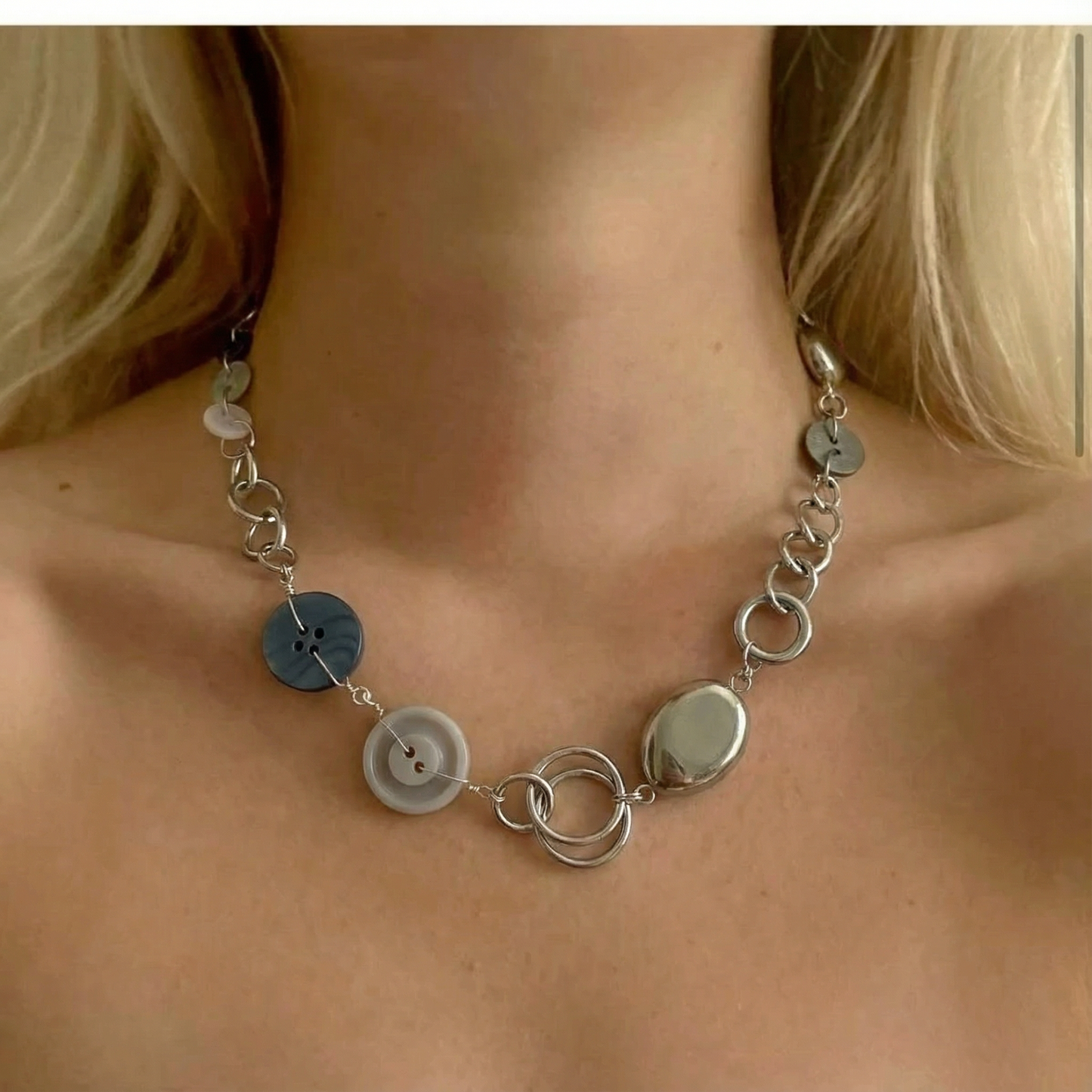 Reworked Metal | Blue Assembly Necklace