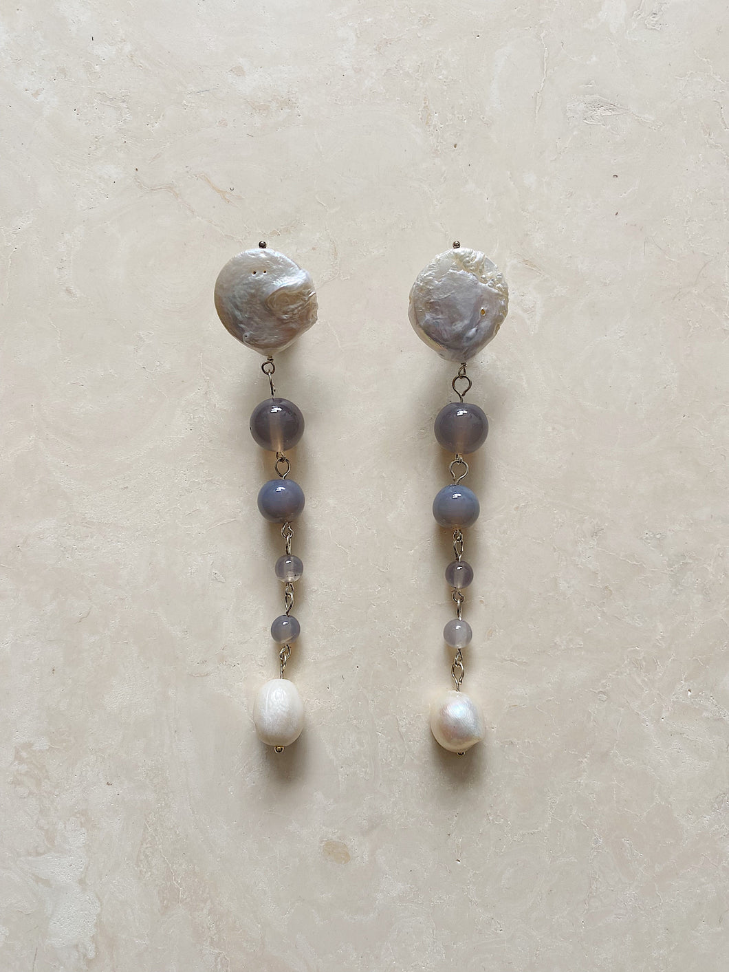 Stone | Grey Agate Drop Earrings