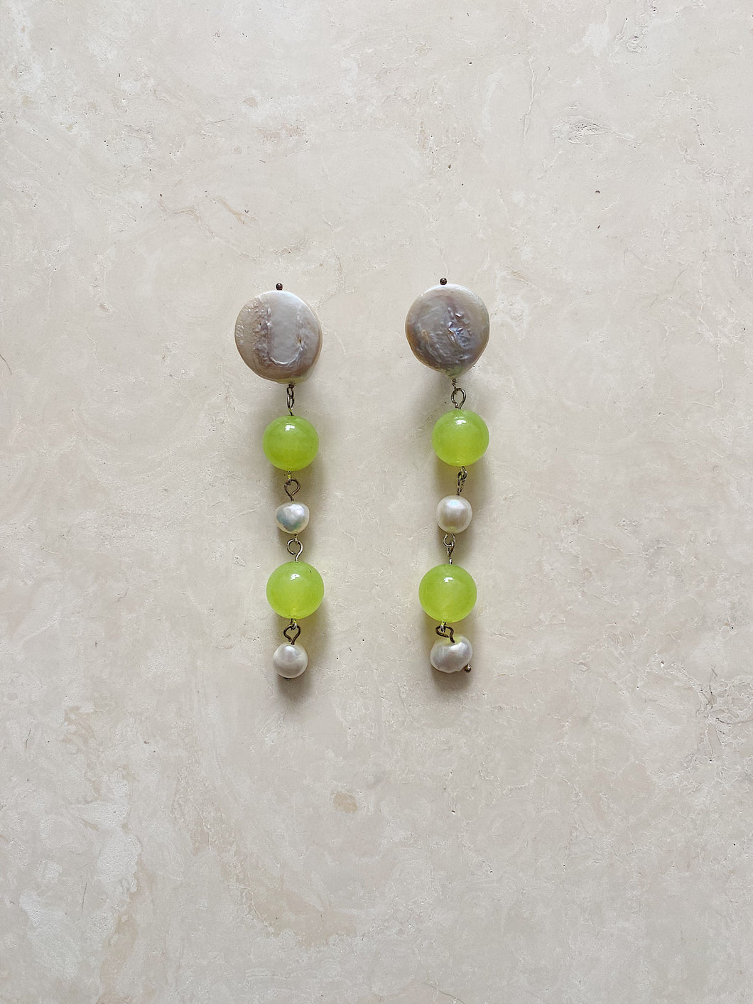 Stone | Neon Green Drop Earrings