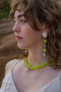 Stone | Neon Green Drop Earrings